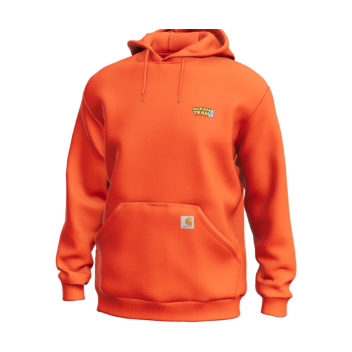 Pullover Hoodie in Brite Orange with the Gleam Team logo
